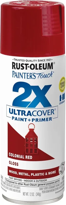 Painter‘s Touch 2x Spray Paint, Gloss Colonial Red, 12-oz.