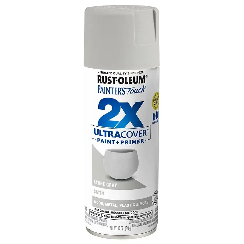 Painter‘s Touch 2x Spray Paint, Satin Stone Gray, 12-oz.