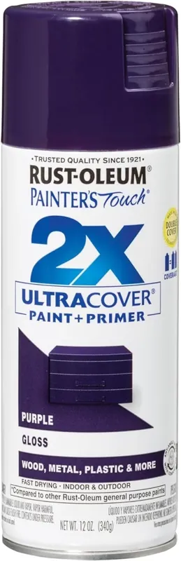 Painter‘s Touch 2x Ultra Cover Gloss Purple Paint+primer Spray Paint 12 Oz