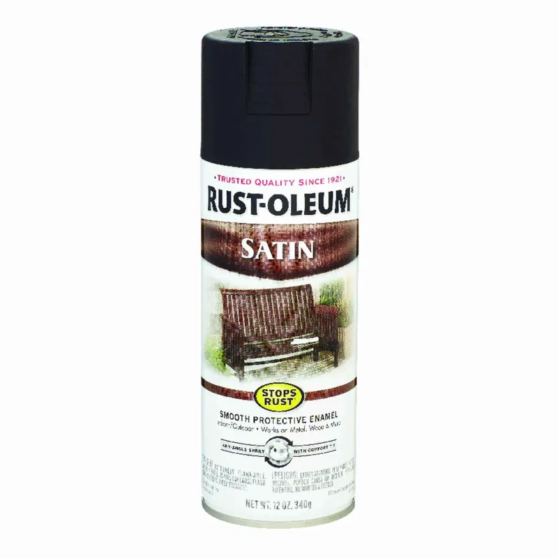 Spray Enamel, Black Satin, 12-oz.