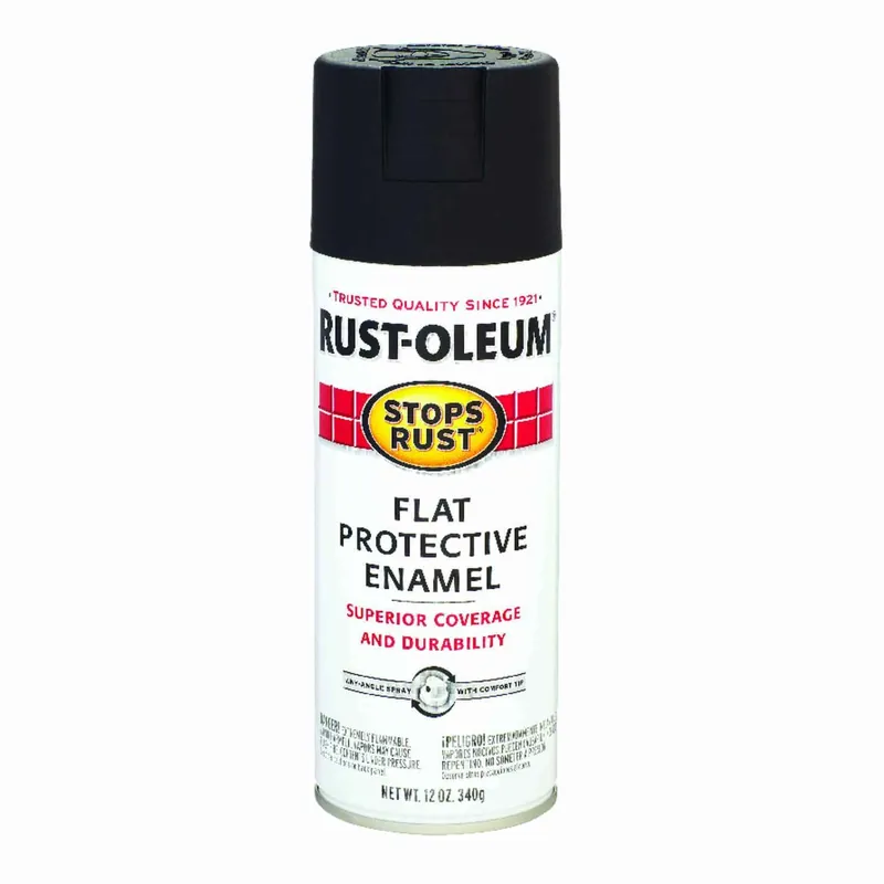 Stops Rust Spray Enamel, Flat Black, 12-oz.