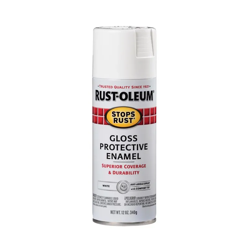 Stops Rust Spray Enamel, White Gloss, 12 Oz.