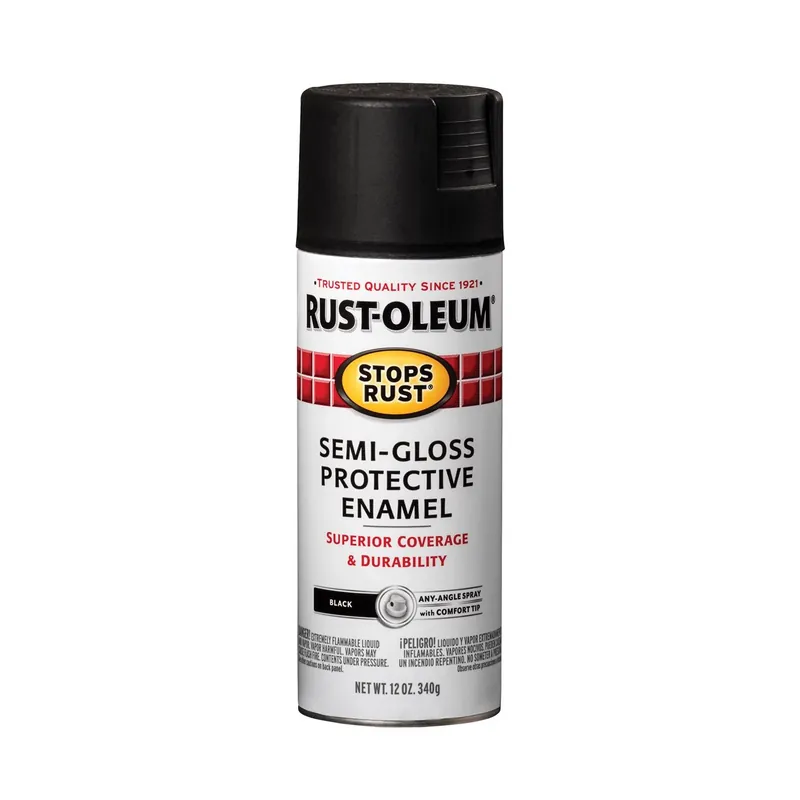 Stops Rust Spray Enamel, Black Semi-gloss, 12-oz.