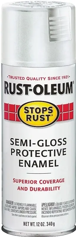 Stops Rust Spray Enamel, White Semi-gloss, 12-oz.