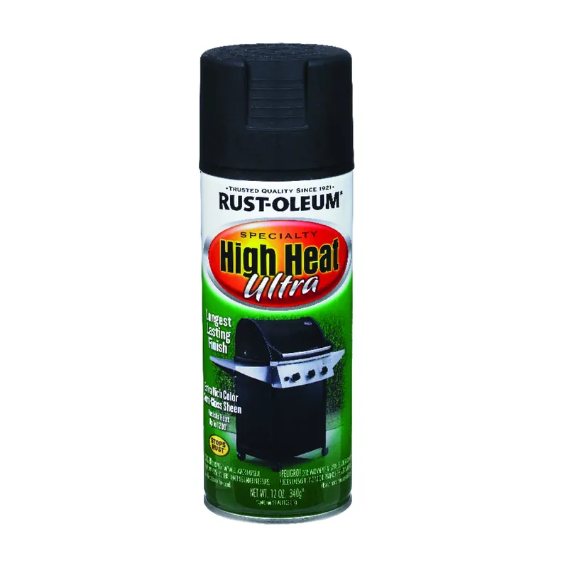 High-heat Spray Paint, Bbq Semi-gloss Black, 12-oz.