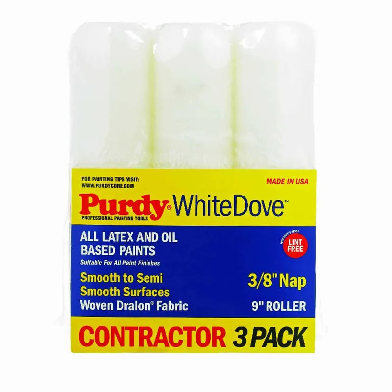 White Dove Woven Fabric 9 In. W X 3/8 In. Paint Roller Cover 3 Pk