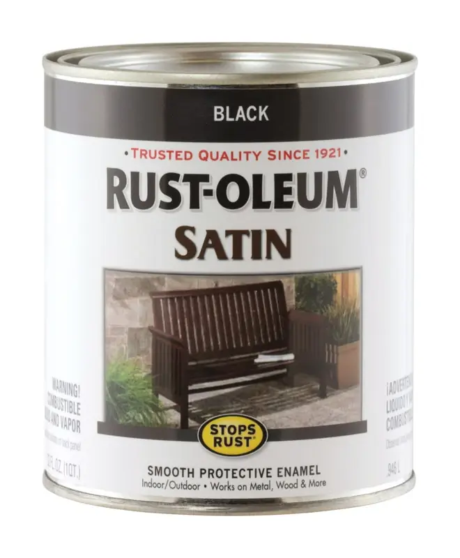 Qt. Black Satin Rust Preventative Brush-on Paint