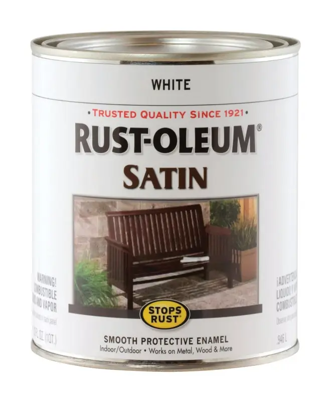 Qt. White Satin Rust Preventative Brush-on Paint