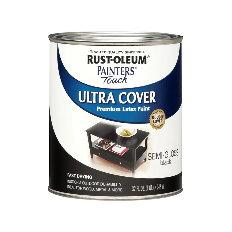 Painter‘s Touch Premium Latex Paint, Semi-gloss, Black, 1-qt.