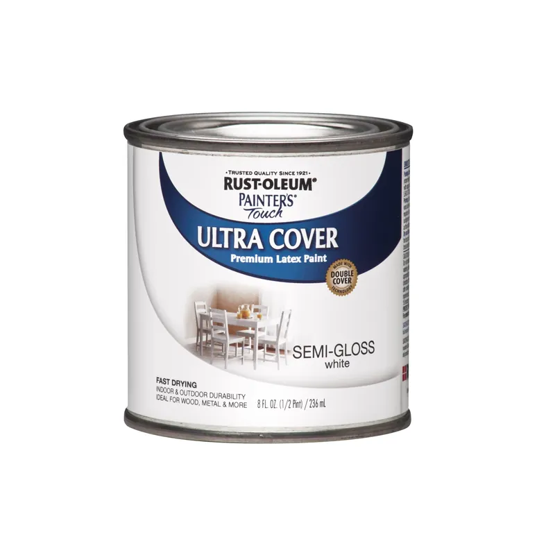Painter‘s Touch Ultra Cover Latex Paint, Semi-gloss White, 1/2-pt.