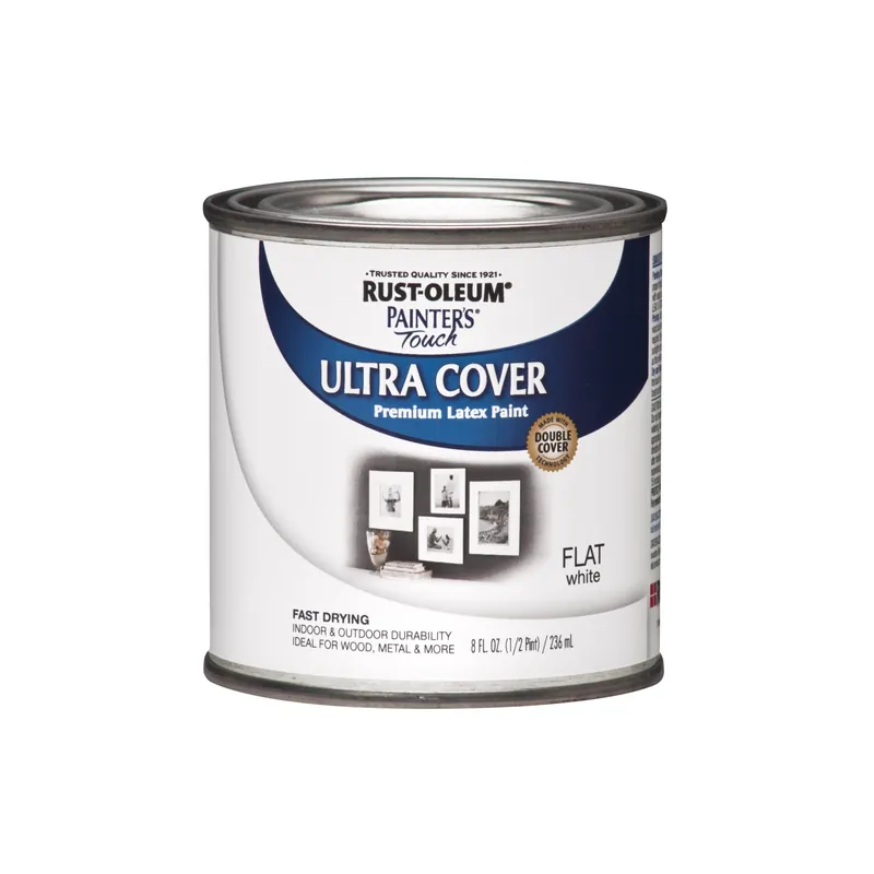 Painter‘s Touch Ultra Cover Latex Paint, Flat White, 1/2-pint