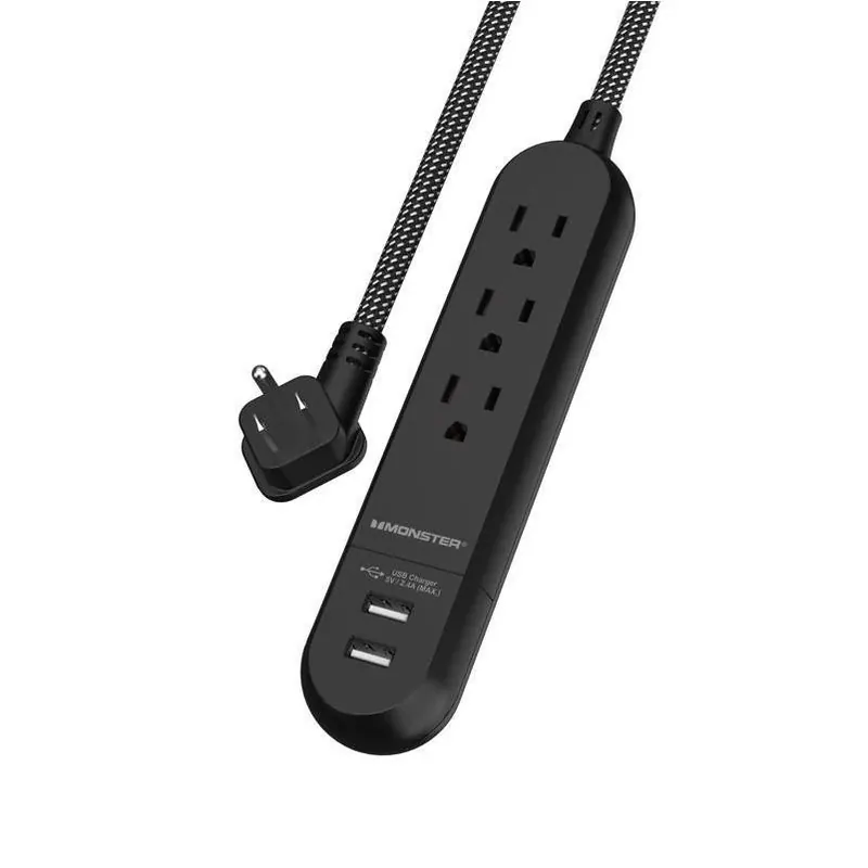 Monster Just Power It Up 4 Ft. L 3 Outlets Power Strip Black