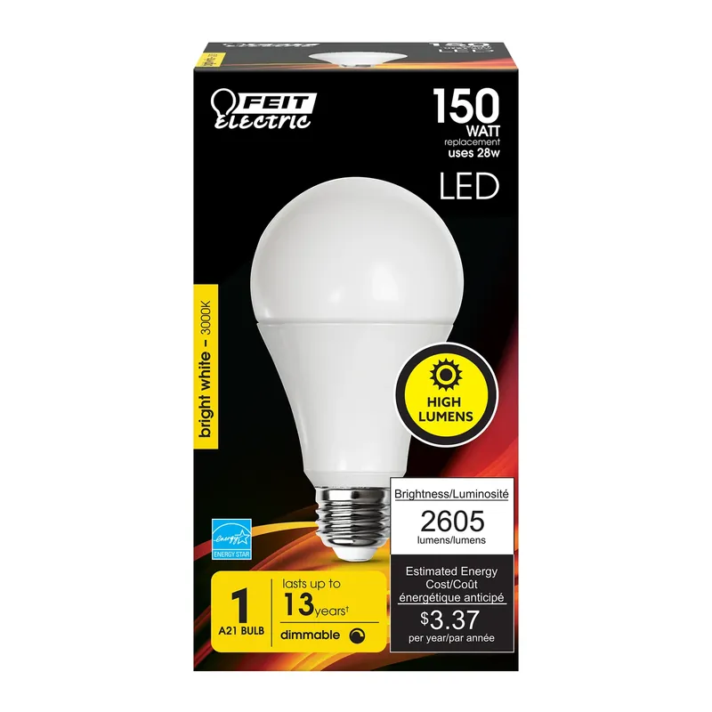 A21 E26 (medium) Led Bulb Bright White 150 Watt Equivalence 1 Pk