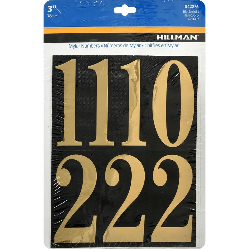 Adhesive House Address Number Pack, Black And Gold Vinyl, 3-in.