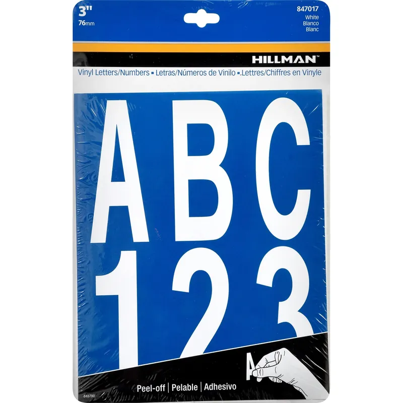 Adhesive House Letter & Number Pack, White Vinyl, 3-in.