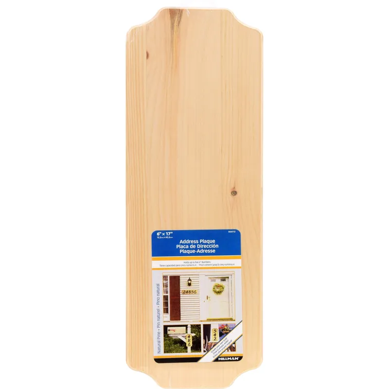 Natural Pine Rectangle Address Plate 6" X 17" For House Numbers