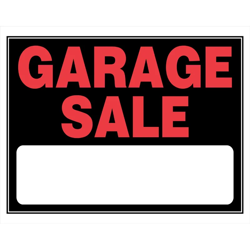 Garage Sale Sign, Hy-glo Orange/ Black Plastic, 15 X 19-in.