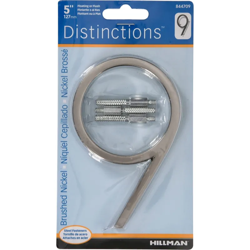 Distinctions 5 In. Silver Metal Screw-on Number 9 1 Pc