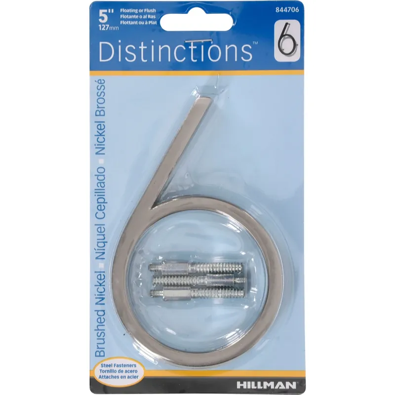 Distinctions 5 In. Silver Steel Screw-on Number 6 1 Pc