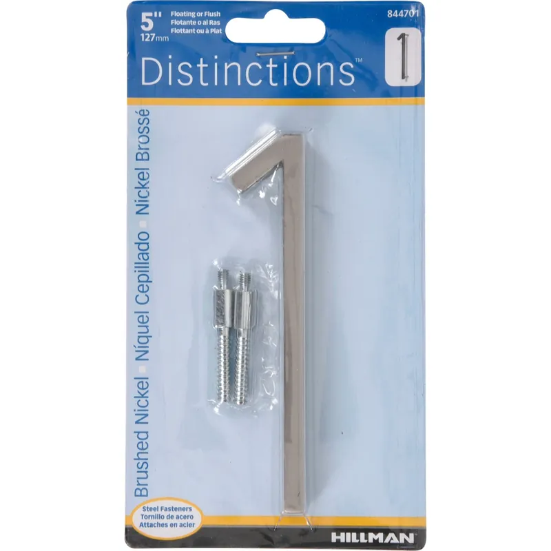 Distinctions 5 In. Silver Steel Screw-on Number 1 1 Pc