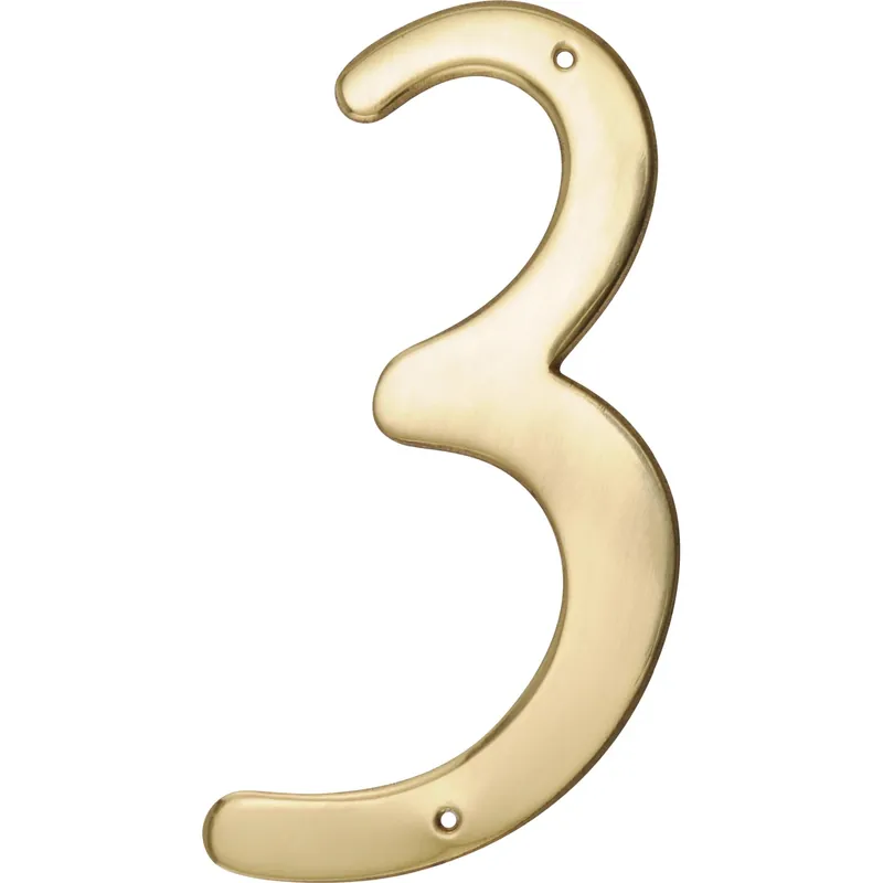 4 In. Gold Brass Nail-on Number 3 1 Pc