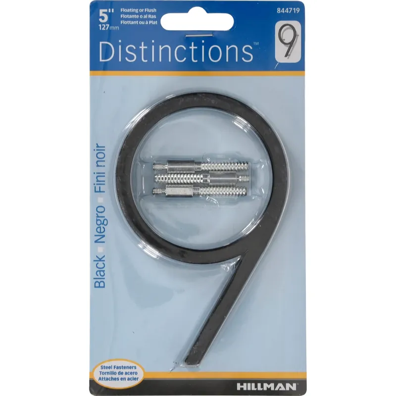 Distinctions 5 In. Black Steel Screw-on Number 9 1 Pc