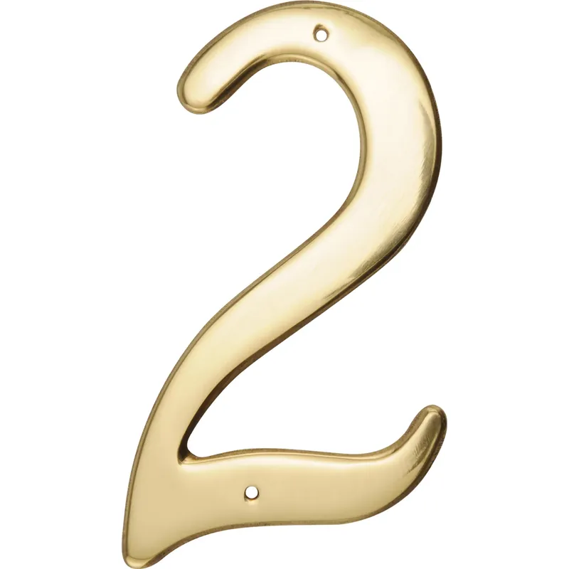 4 In. Gold Brass Nail-on Number 2 1 Pc
