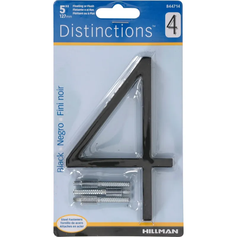 Distinctions 5 In. Black Steel Screw-on Number 4 1 Pc