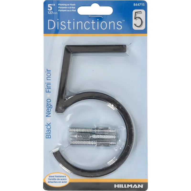 Distinctions 5 In. Black Steel Screw-on Number 5 1 Pc