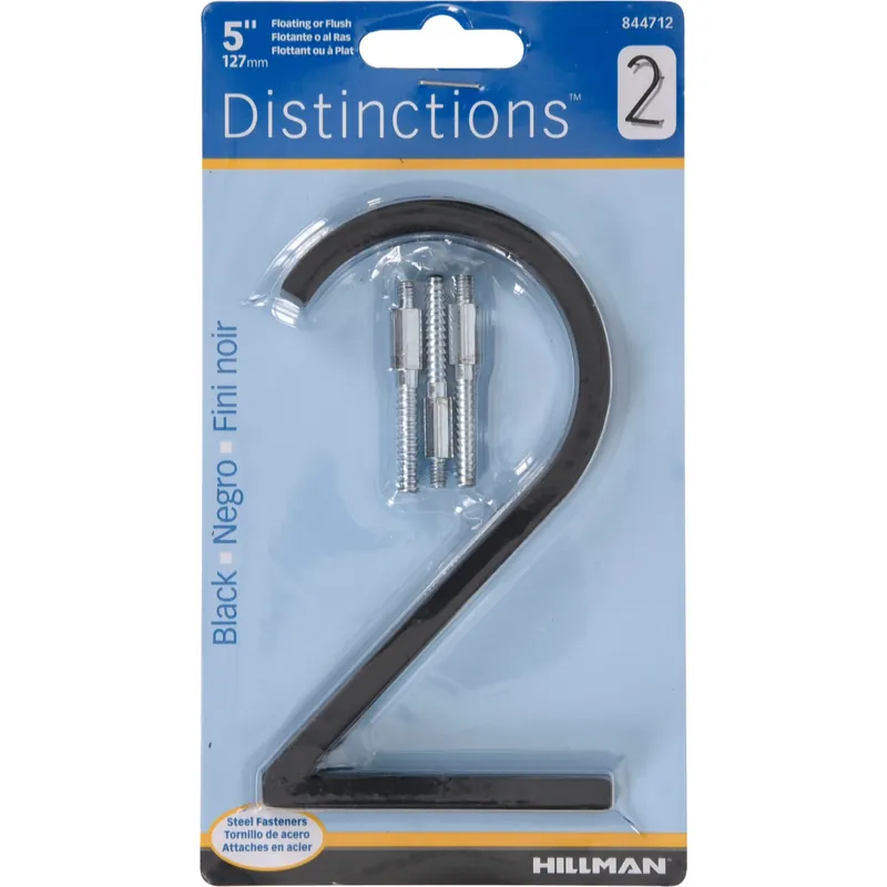 Distinctions 5 In. Black Steel Screw-on Number 2 1 Pc