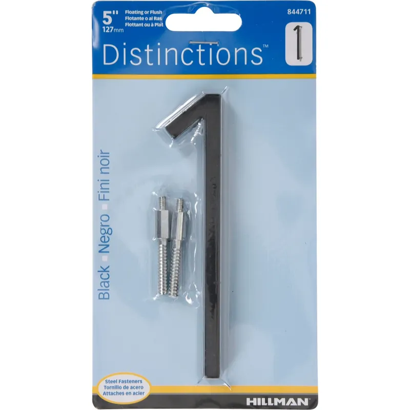 Distinctions 5 In. Black Steel Screw-on Number 1 1 Pc