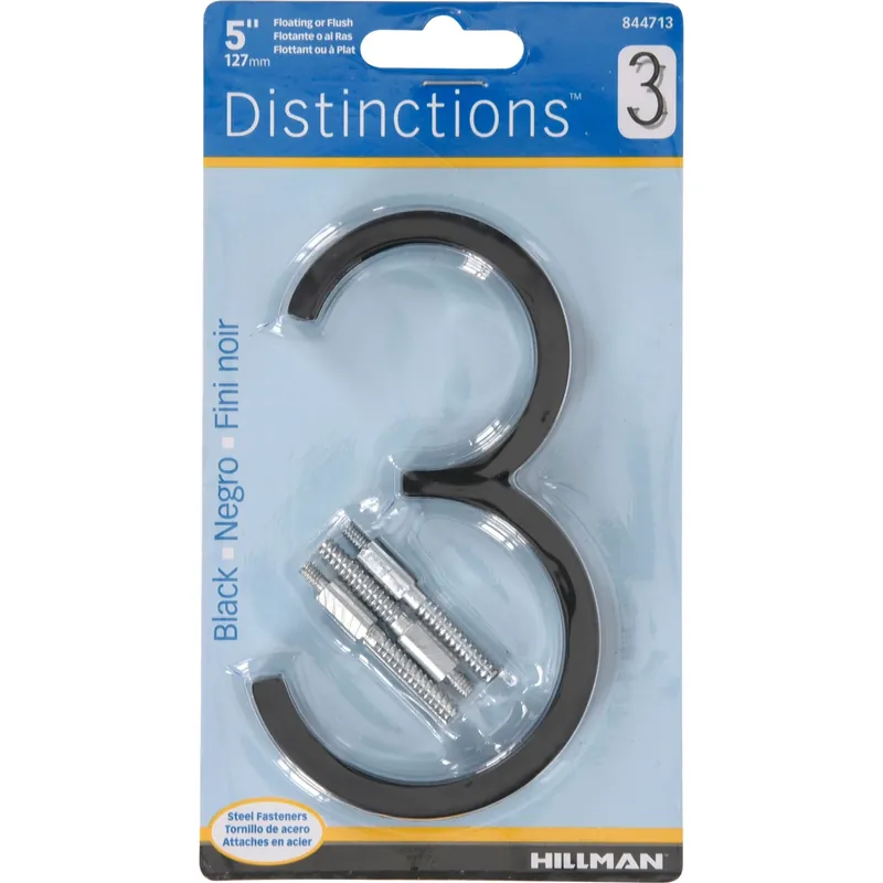 Distinctions 5 In. Black Steel Screw-on Number 3 1 Pc