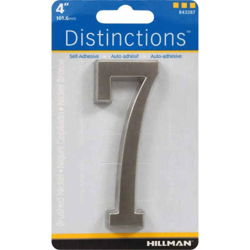 Distinctions Adhesive House Address Number 7, Nickel, 4-in.