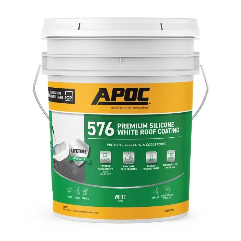 Gloss Bright White Silicone Roof Coating 5 Gallon Pail - Durable Waterproof Solution