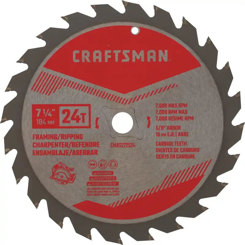 7-1/4 In. D X 5/8 In. Carbide Circular Saw Blade 24 Teeth 1 Pk