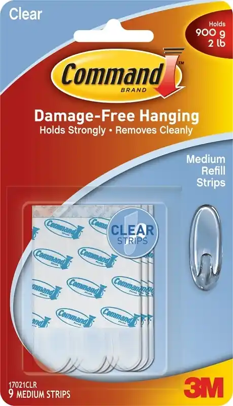 Command Medium Plastic Refill Strips 2.75 In. L 9 Pk