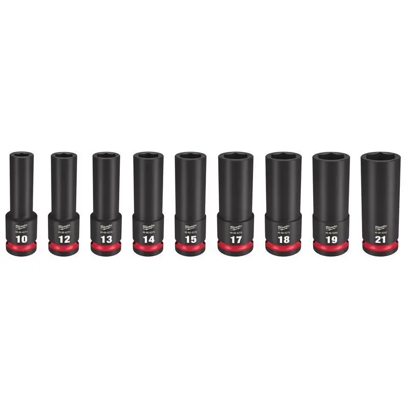 Shockwave 1/2 Inch Drive Impact Rated Deep Socket Set 9 Piece