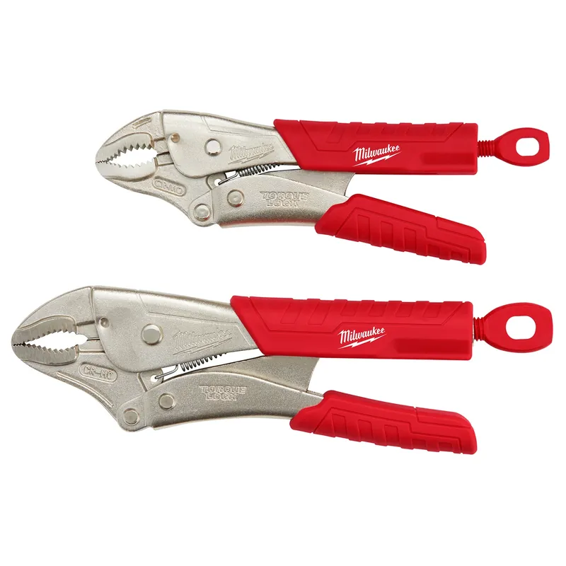 Torque Lock 2 Pc Forged Alloy Steel Curved Jaw Pliers Set 7 And 10 In. L