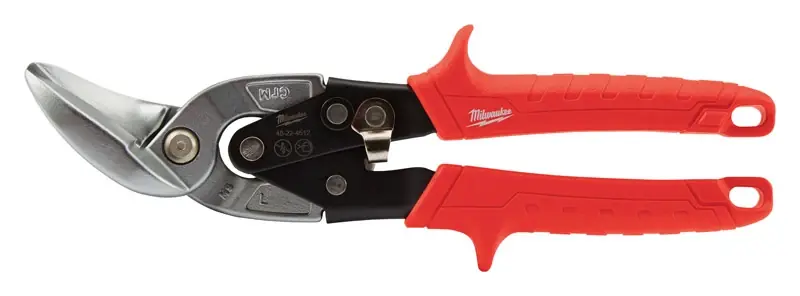 10 In. Forged Alloy Steel Left Serrated Offset Aviation Snips 22 Ga. 1 Pk