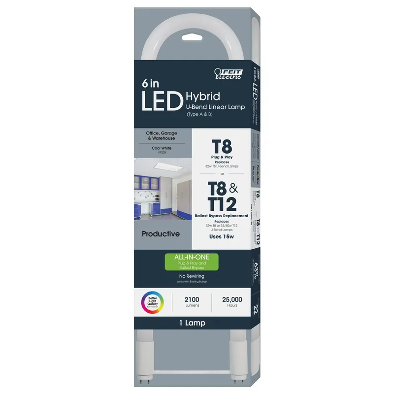 Plug & Play T8 And T12 Cool White 22.5 In. G13 U-bend Led Linear Lamp 32 Watt Equivalence 1 Pk