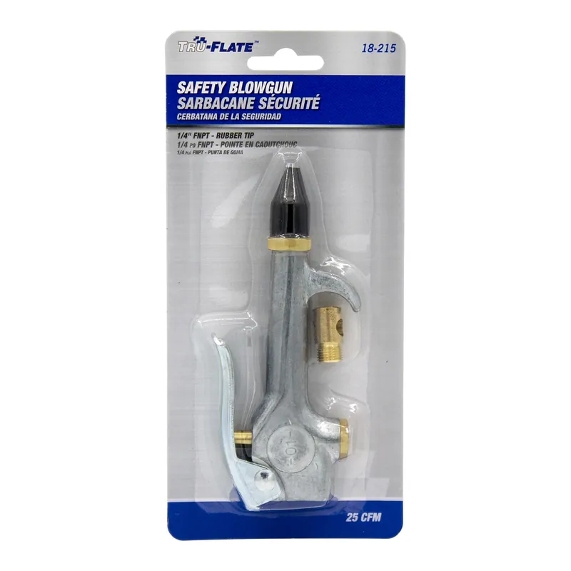 Steel Air Blow Gun 1/4 In. Fnpt With Safety Nozzle And Rubber Tip