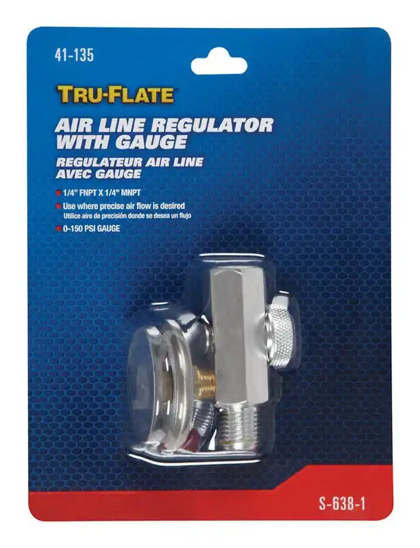 S-638-1 In-line Air Flow Regulator With Gauge, 1/4" F X 1/4" M Npt