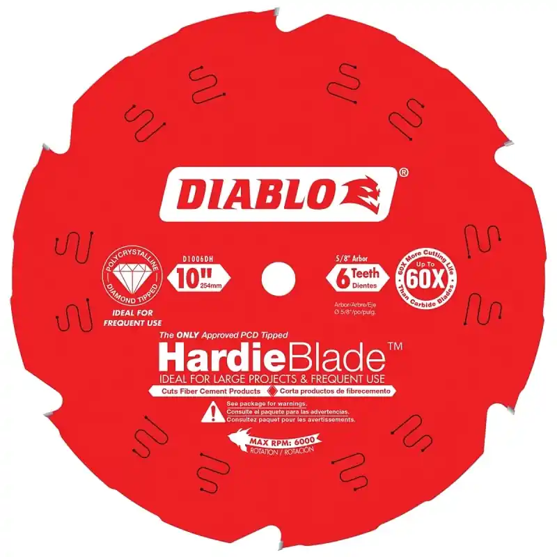 Hardieblade 10 In. D X 5/8 In. Pcd Fiber Cement Blade 6 Teeth 1 Pk