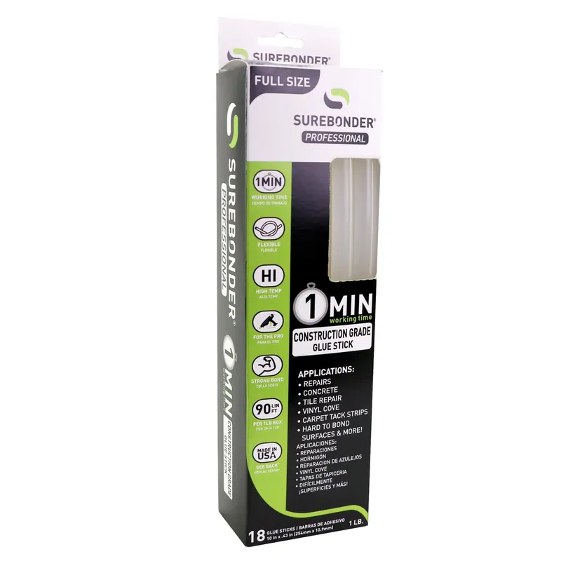 .41 In. D X 10 In. L 1 Minute 1 Minute Construction Grade Glue Sticks Clear 18 Pk