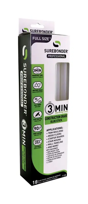 .41 In. D X 10 In. L 3 Minute 3 Minute Construction Grade Glue Sticks Clear 18 Pk