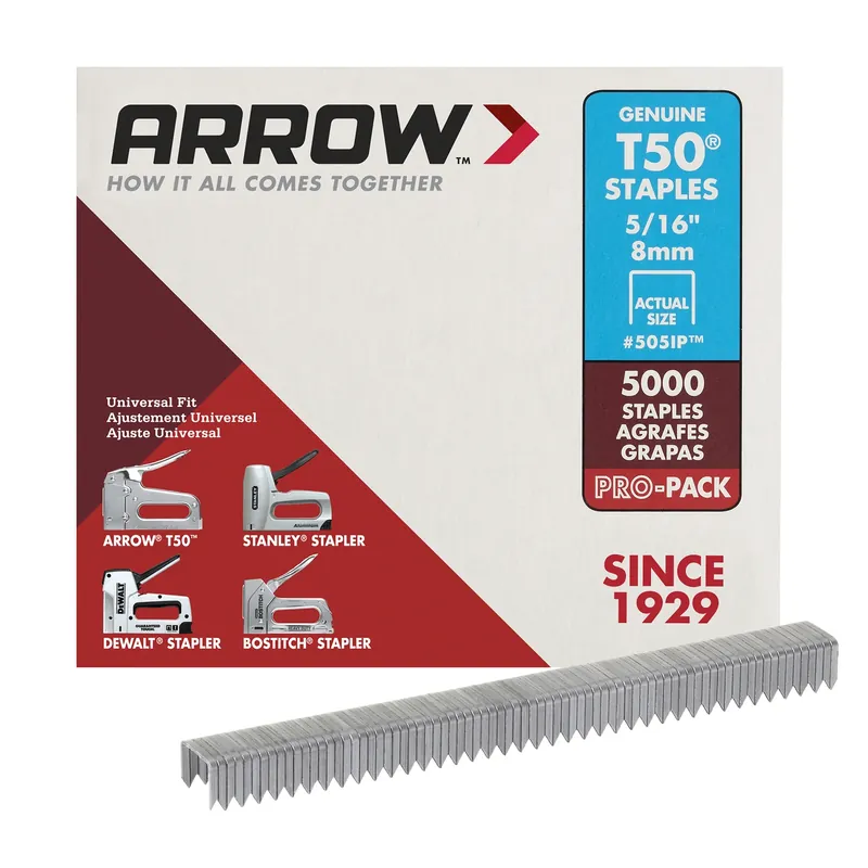 T50 3/8 In. W X 5/16 In. L 18 Ga. Flat Crown Heavy Duty Staples 5000 Pk