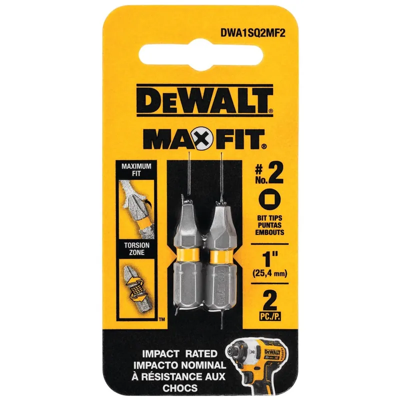 Max Fit Square 2 X 1 In. L Screwdriver Bit Set Steel 2 Pk