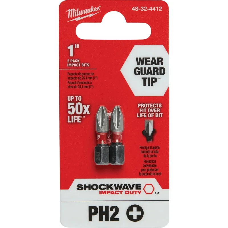 Shockwave Phillips 2 X 1 In. L Screwdriver Bit Steel 2 Pk