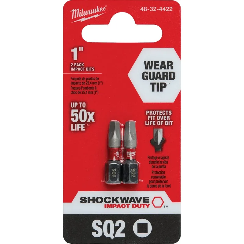 Shockwave Square 2 X 1 In. L Screwdriver Bit Steel 2 Pk