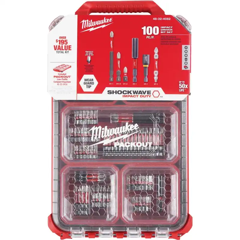 Shockwave Packout Impact Screwdriver Bit Set (100-piece) With Organizer